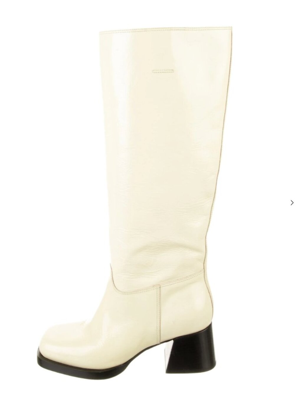 Labucq Cream/White Patent Leather Riding Boots Square Toe Size 8 - Picture 2 of 4